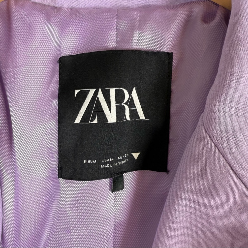 Zara Tie Back Business Career Work Office Blazer Jacket Lilac Purple Medium NWOT - Picture 2 of 4